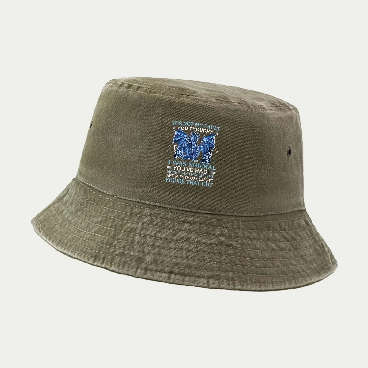 I Was Normal You Thought Blue Dragon Pattern Fisherman Hat American Fresh Morandi Casual Style Fishing Cap Easy to Clean Comfort