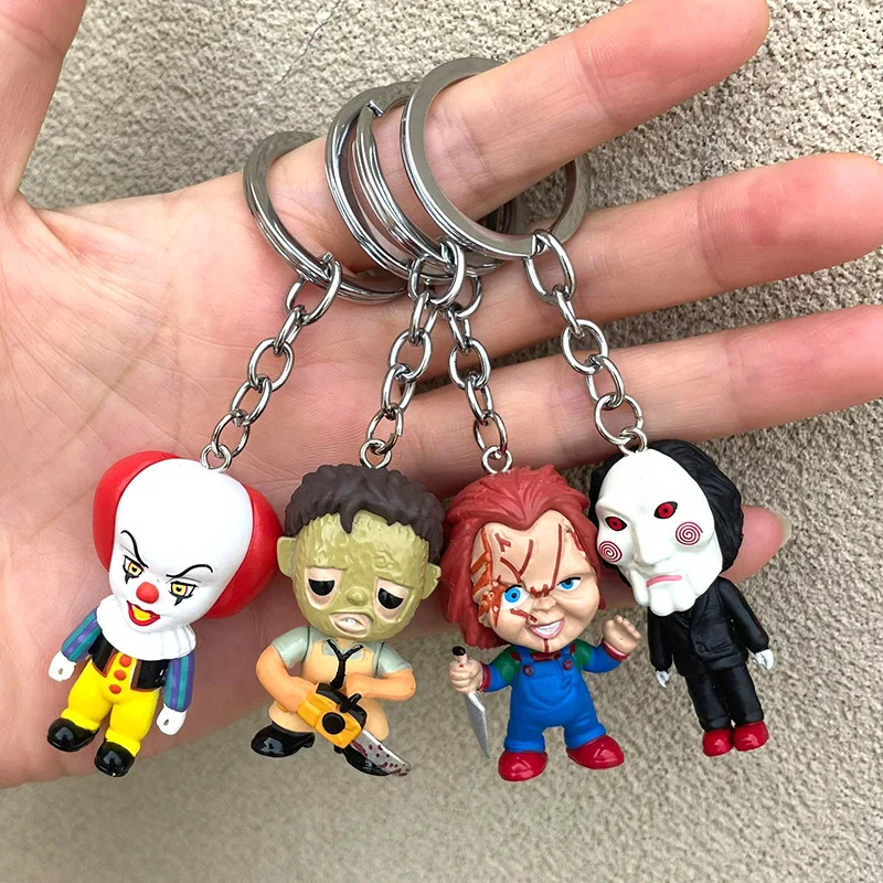 10pcs/set Horror Movie Characters Vendetta Chucky Freddy Jason Scary Saw Action Figures /Keychains Toys Collectible Ornament