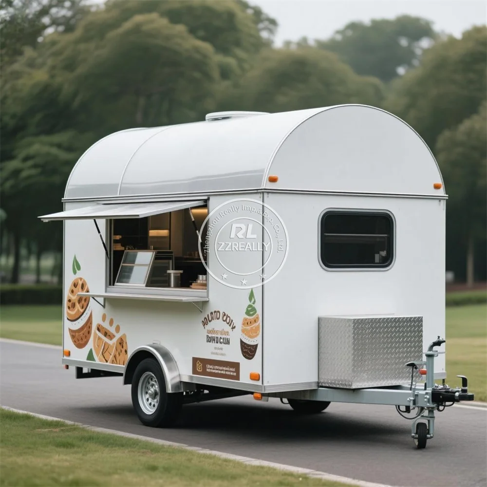 Trailer Makanan Cepat Saji Khusus Dengan Truk Makanan Trailer Katering Konsesi Gerobak Taco Hot Dog Dapur Penuh