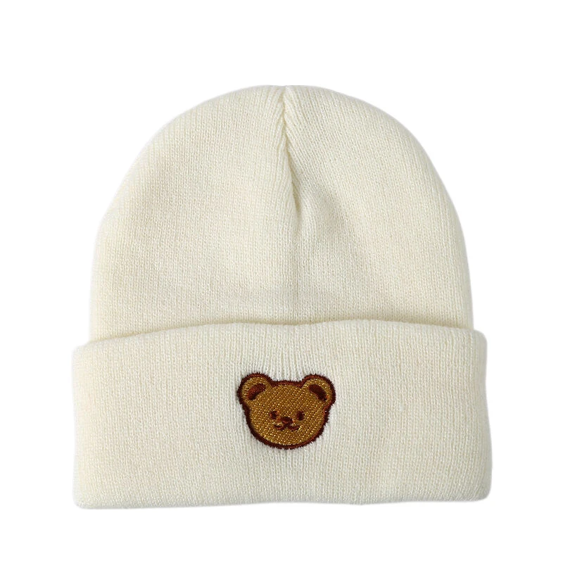 Korean Cartoon Bear Baby Hat Winter Warm Knitted Baby Boys Girls Cap Beanies Soft Solid Color Infant Toddler Hat Bonnet