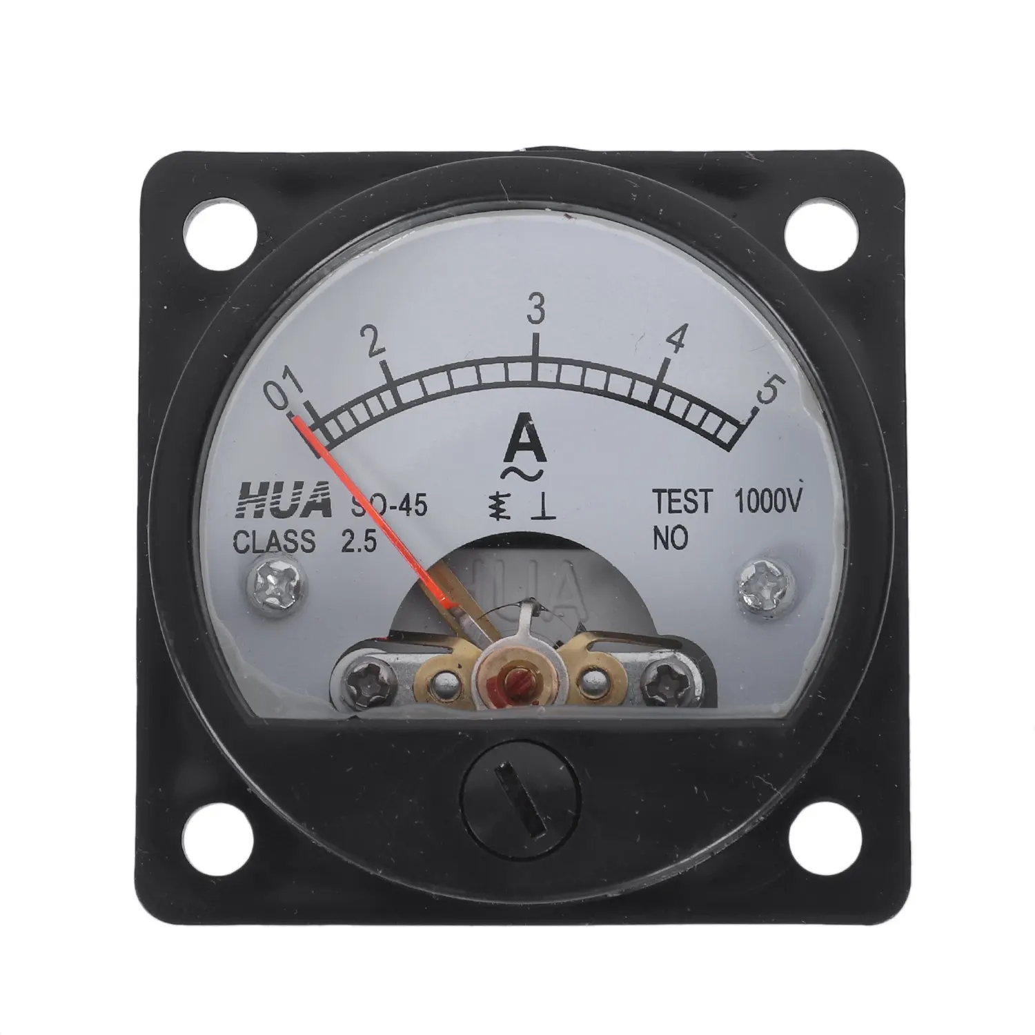 Class 2.5 Accuracy AC 0-5A Analog Panel Round Meter Ammeter Meter Black