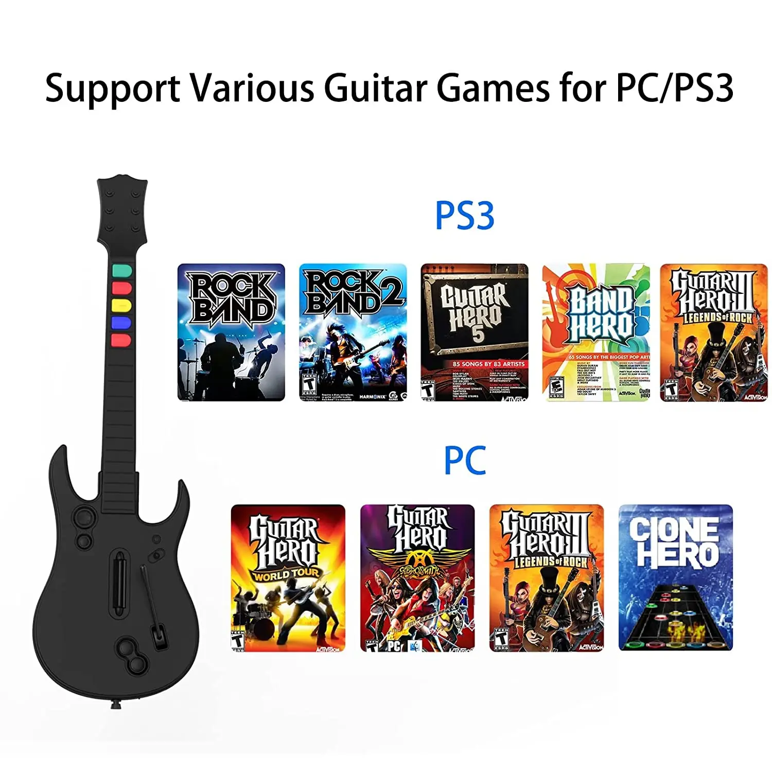 DOYO 2,4G Wireless Guitar Hero Controller für PC PS3 Kompatibel Mit Klon Hero Rock Band Games Remote Joystick Konsole