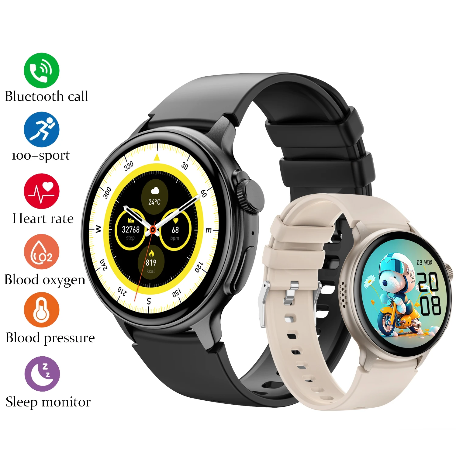 

Умные часы с AMOLED-экраном 1,43 дюйма, мониторинг сердечного ритма, артериального давления, уровня кислорода в крови, отслеживание спортивной активности и здоровья, голосовой помощник, смарт-часы