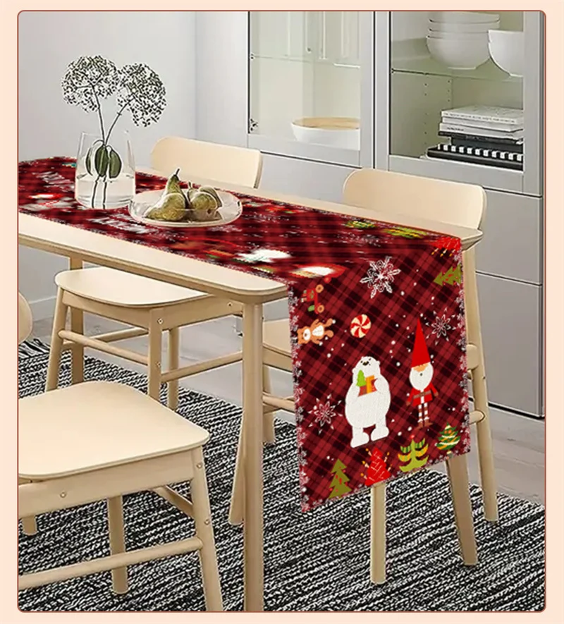 Linen Christmas Table Runner Snowman Xmas Tree Home Dining Table Cover Tablecloth 2024 Navidad Noel Christmas Decorations 2025