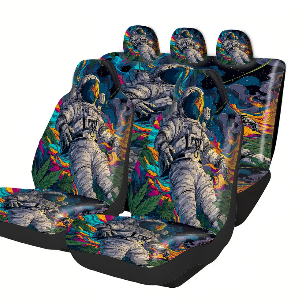 2-5 Seat Set Car Seat Covers Premium Fit For Truck SUV Off-road Car Astronaut Tobacco Design Festive Halloween Christmas New Ye