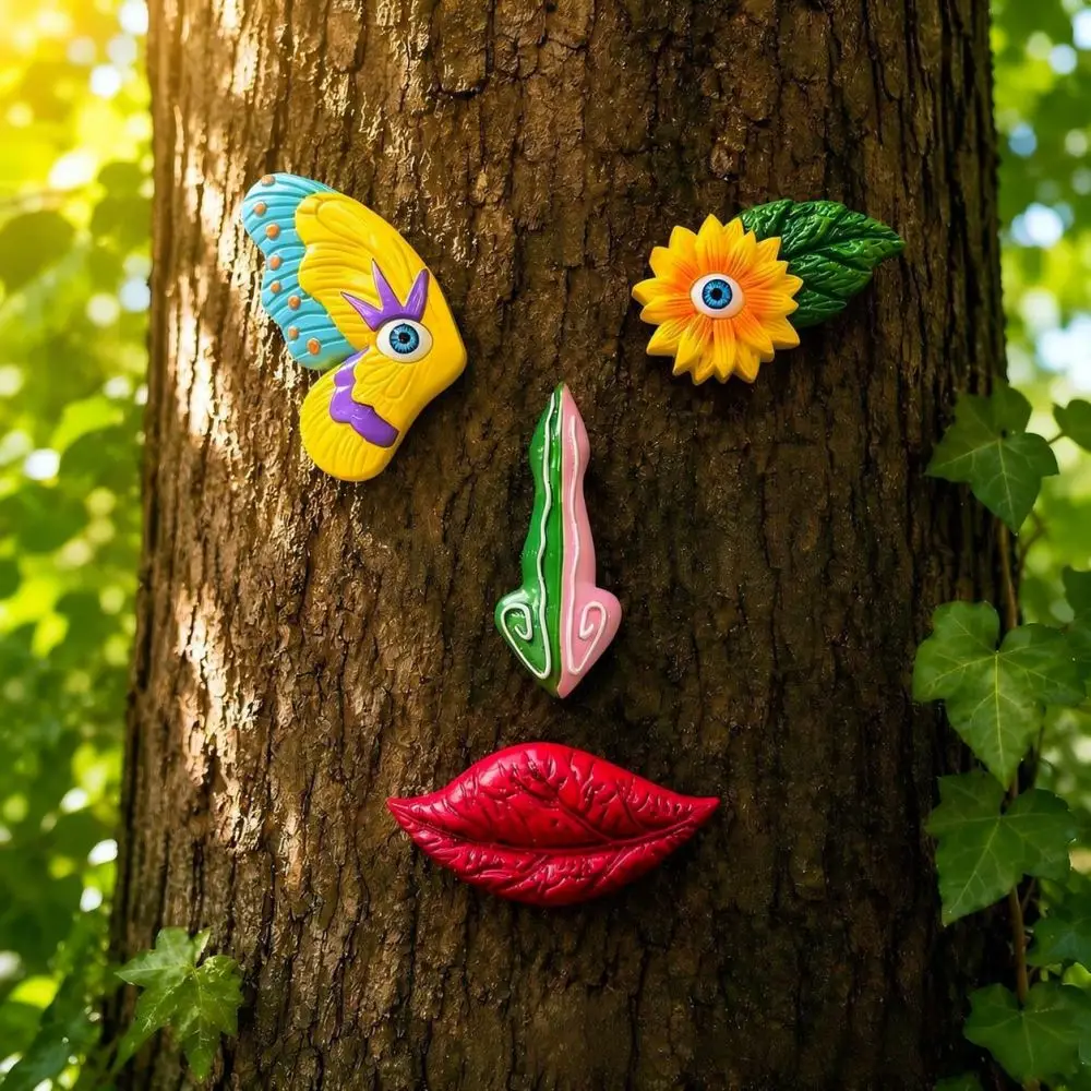Funny Tree Face Decor Resin Garden Statue Outdoor Yard Art Sculpture Unique Bark Decoration For Magical Fairy Tree Look