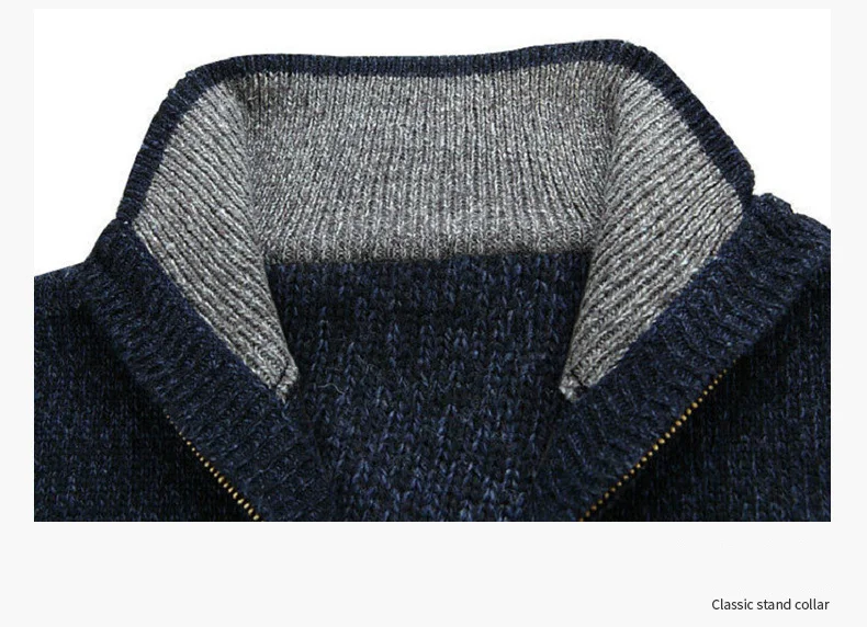Herbst Winter Pullover Herren voller Reiß verschluss Jacquard Slim Fit Strickjacke Stand Hals Pullover Mantel trend ige lässige Strickkleid ung 5xl – Detail 4