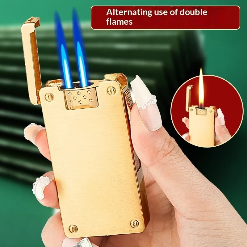ZYHJ-064， Creative, dual fire, inflatable, windproof, metal, high-end, high aesthetic value, internet famous, lighter
