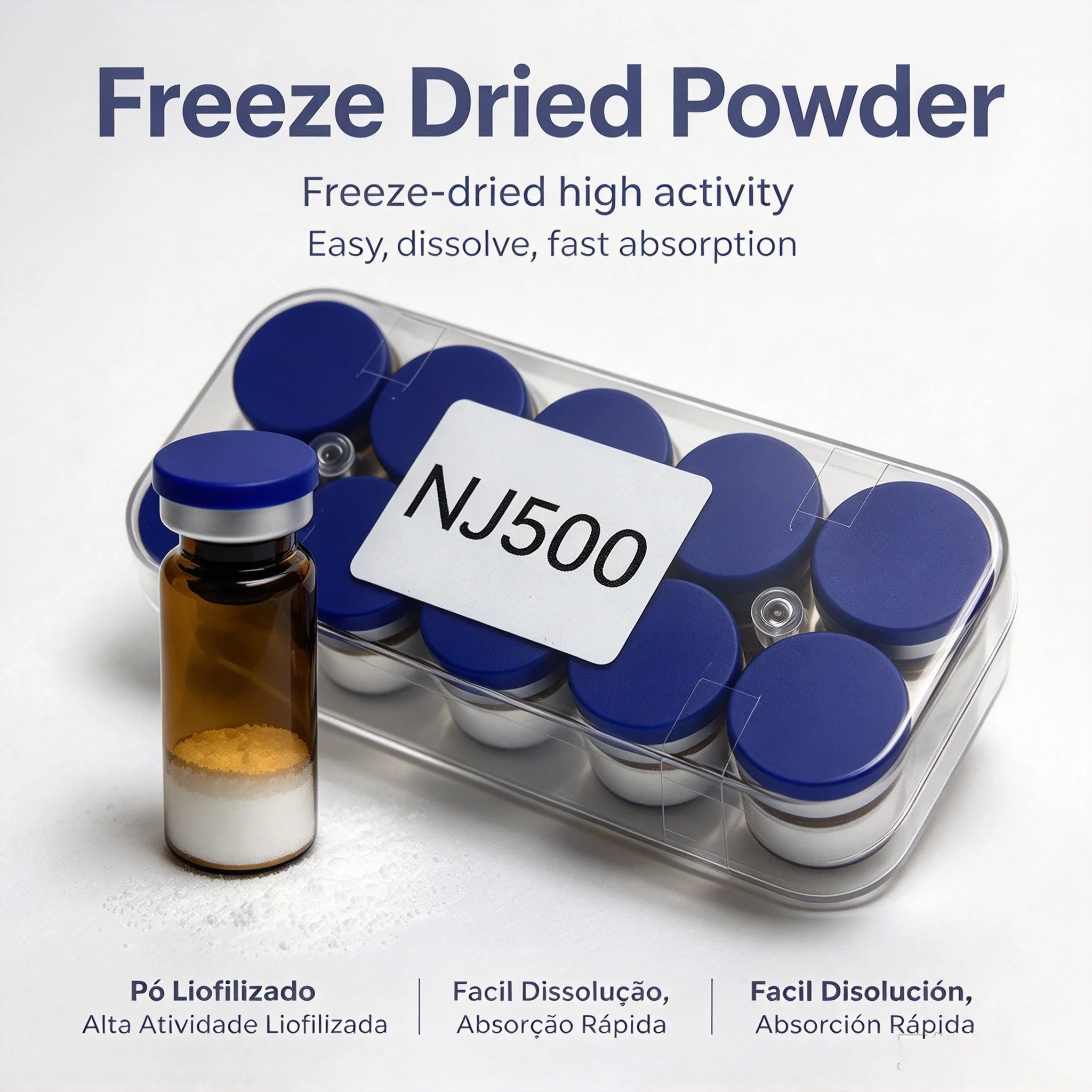 NJ Lyophilized Powder Vial Set,Hydrating Facial Essence,Freeze-Dried Powder,Random Cap Colors,Date Subject to Actual Goods