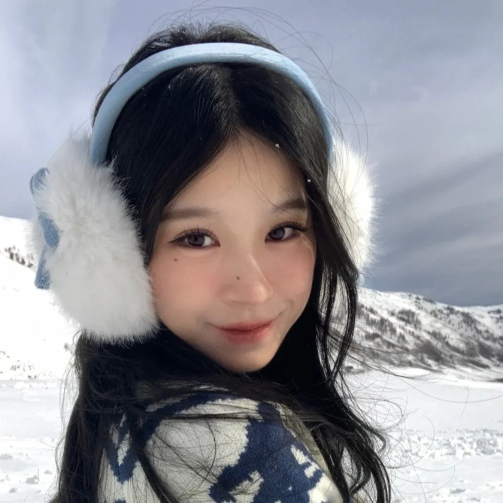 Удобные утолщенные плюшевые наушники с бантом, ветрозащитные эластичные милые наушники, сохраняющие тепло, незамерзающие теплые наушники для верховой езды