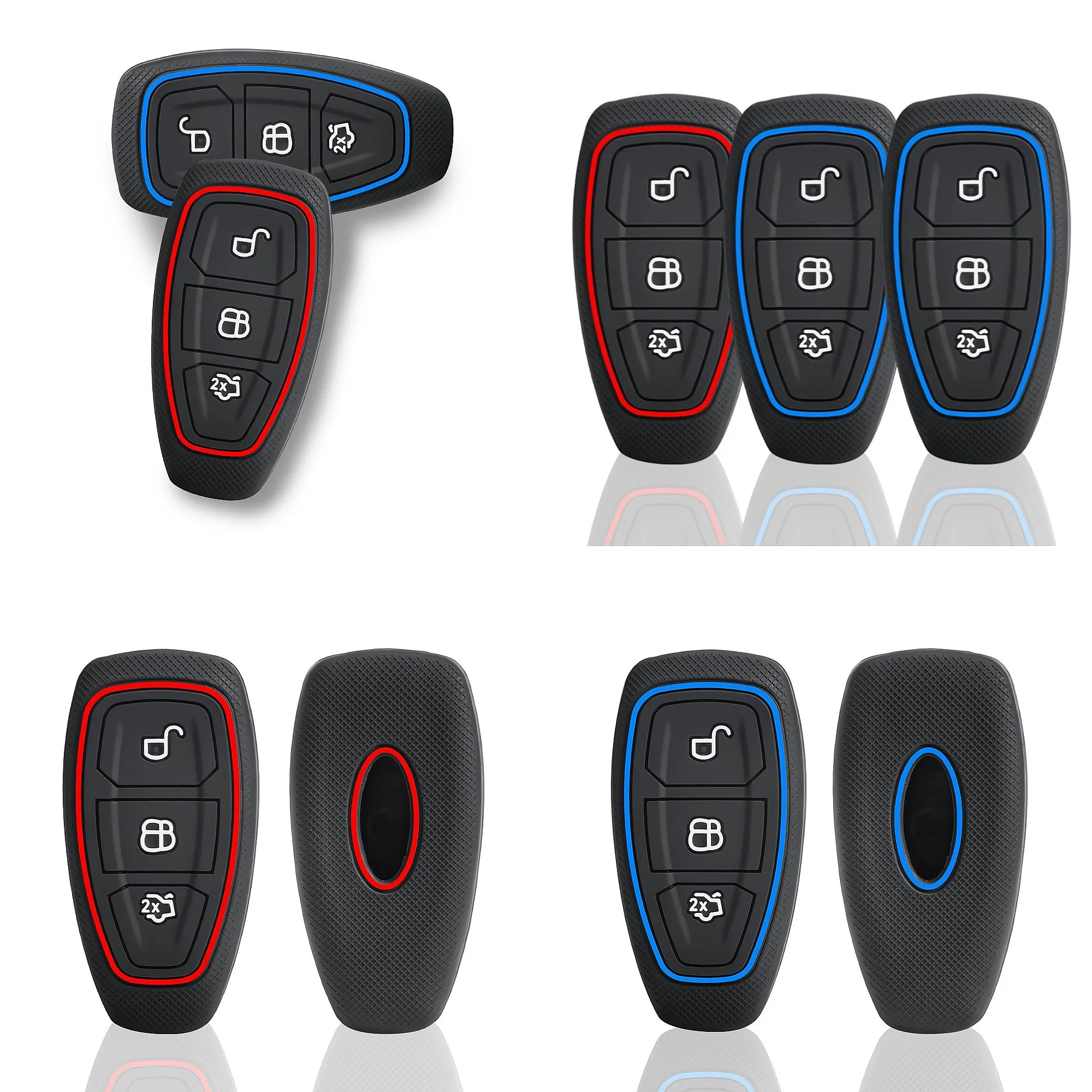 New Silicone Car Key Fob Cover for Ford ST Line Fiesta Focus Mondeo Kuga Edge Auto Key Shell