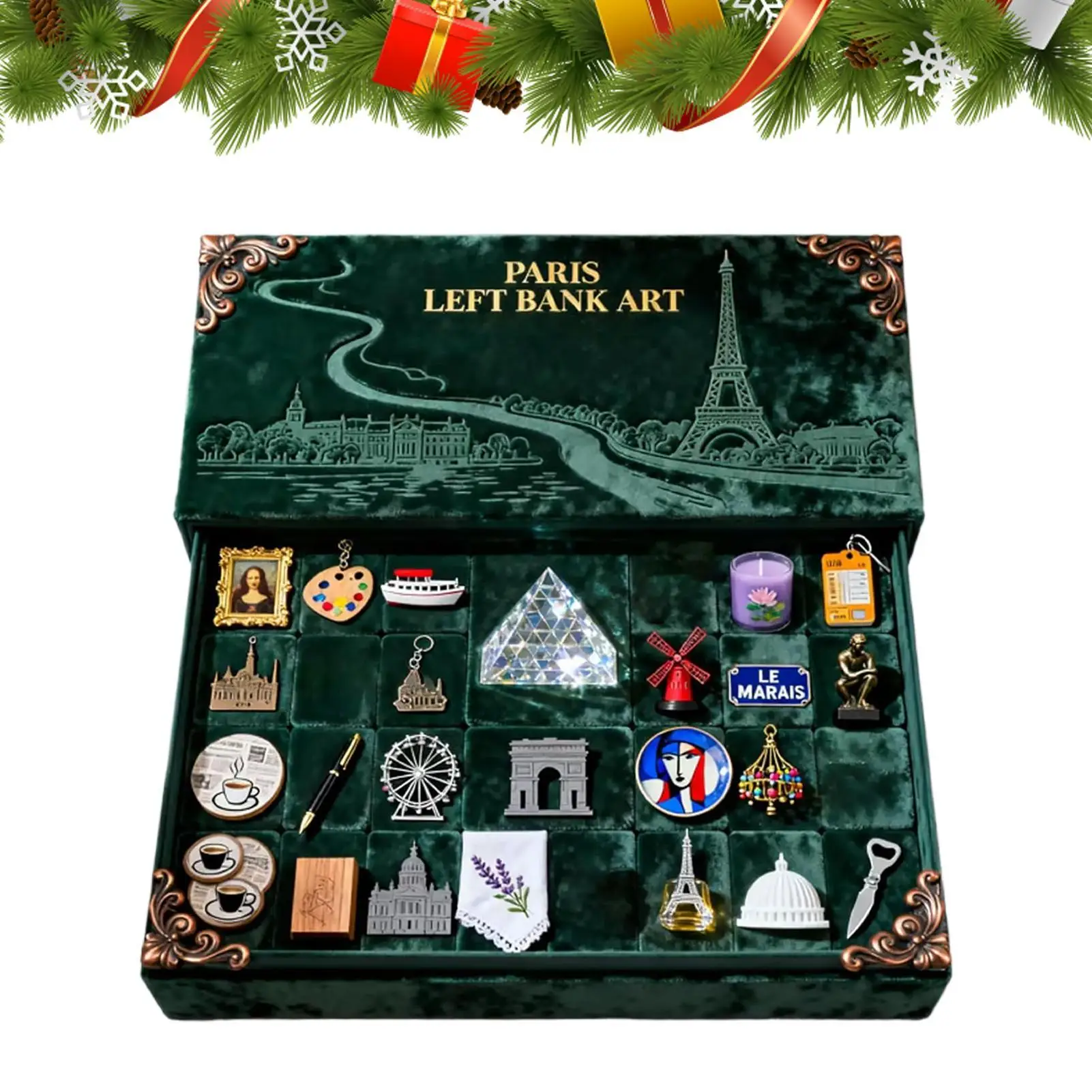 

Календарь обратного отсчета до Рождества, 2D акриловое сезонное приключение, 24-дневный календарь обратного отсчета с достопримечательными знаками для