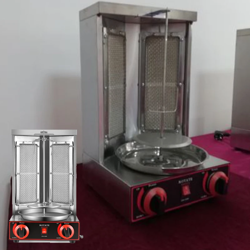 Turkish BBQ Machine Vertical Broiler Automatic Gyro Rotating Doner Stainless Steel Kebab Maker Chicken Shawarma Grill Machine