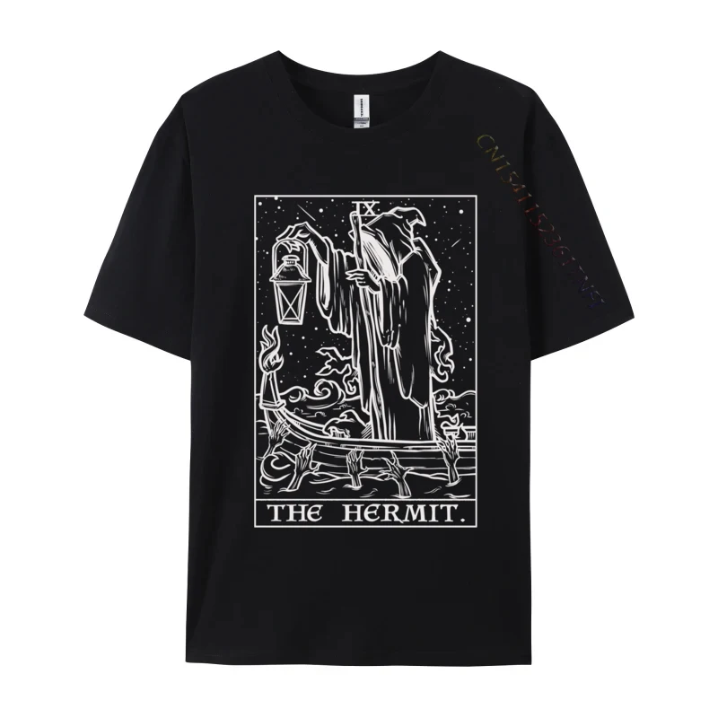 The Hermit Tarot Card Gothic Halloween Grim Reaper Occult 2024 Men's T Shirt Casual Normal Tops Shirt Cotton Printed On Tshirts