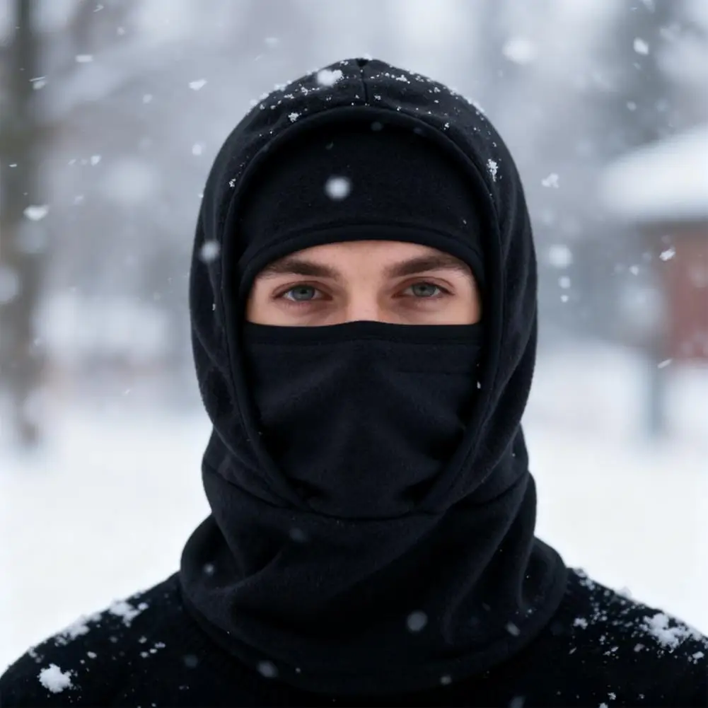 冬用スキーハット 3-in-1 冬用スキーヘッドギア サーマルアウトドアスポーツハット フェイスガード付きネックバンド 防風ランニングフードスカーフ