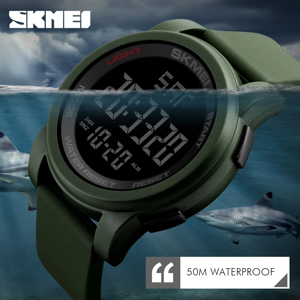 SKMEI 1257  Men Alarm Clock 5Bar Waterproof Watches Multifunction Digital Watch reloj hombre Sport Watch