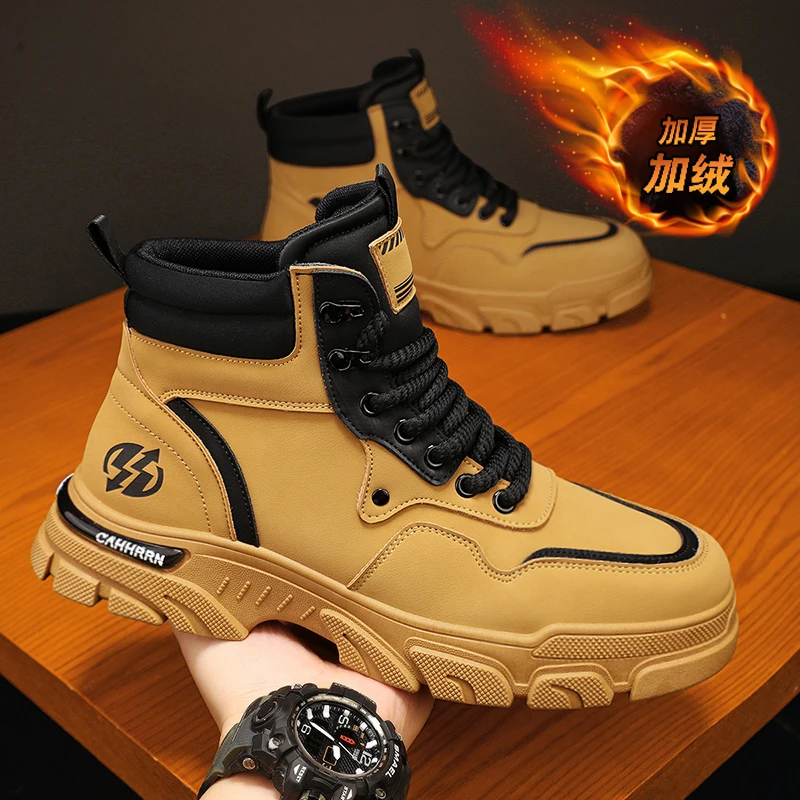 جديد الشتاء الرجال الأحذية في الهواء الطلق عالية أعلى أفخم الدافئة حذاء بوت بطول الكاحل تنفس المضادة للانزلاق مقاومة للاهتراء حذاء الثلوج أربعة ألوان المتاحة #6