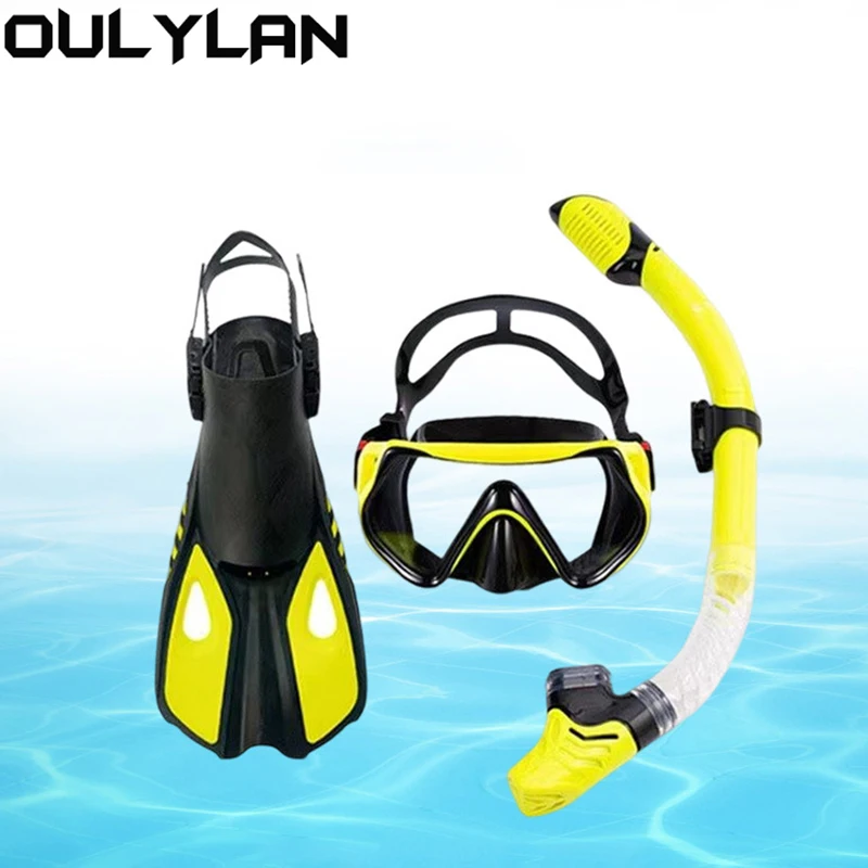 Oulylan Swimming Flippers Diving Fins Snorkeling Goggles Dive Snorkel Equipment Scuba Diving Swimming Fins Set Adult Flippers