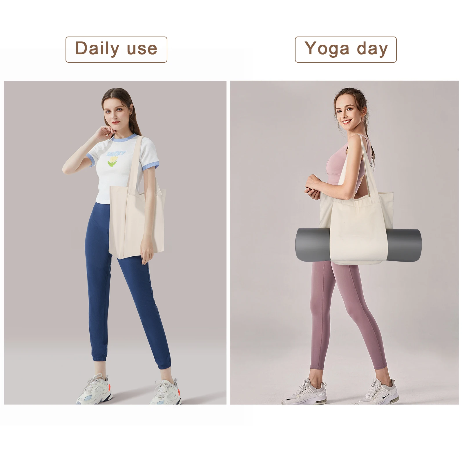 Custom Logo Big Canvas Yoga Mat Bag Gym Shopping Beach Travel Handbags Free Design Print DIY Personal Picture Name Gifts