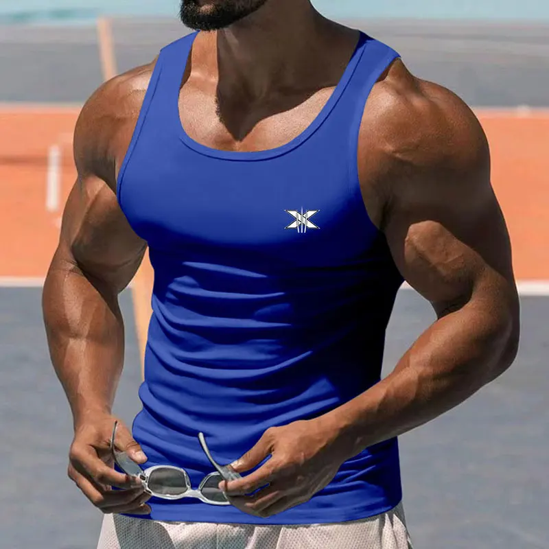 2026 Men's Summer Printed Fitted Sports Vest, Small Size, White Wolverine X Print Design, Sleeveless Fitness Vest.