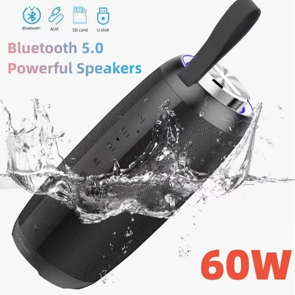 

Portable Bluetooth Speakers Outdoor IPX7 Waterproof Stereo Bass Music Box Column Speakers For Computer TWS Subwoofer with Fm aux