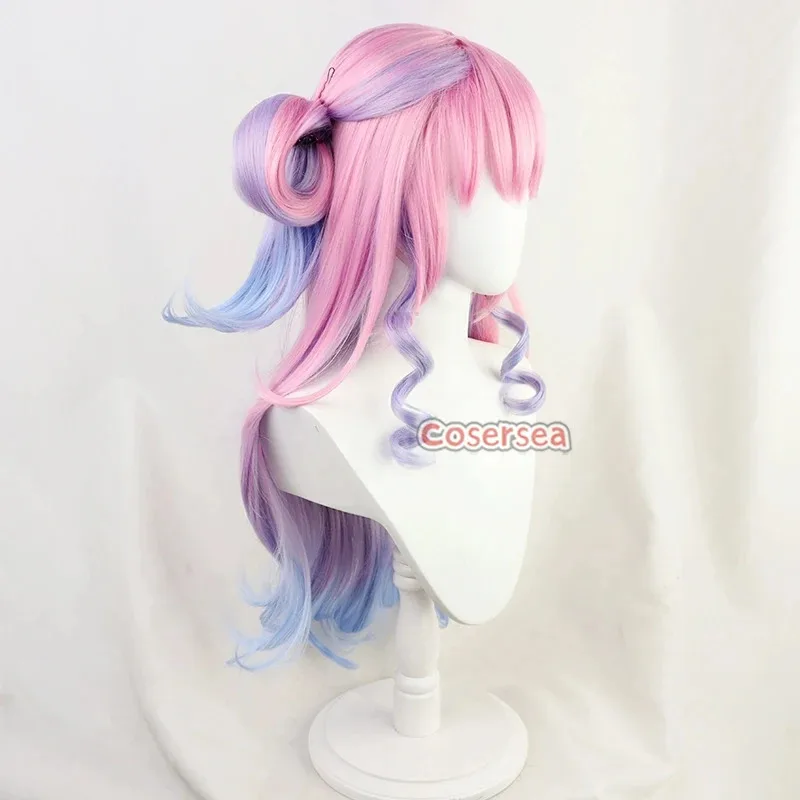 Cosersea Himemori Luna 코스프레 가발 가상 YouTuber Himemori Luna 80cm 긴 핑크 혼합 블루 가발 합성 머리 내열성