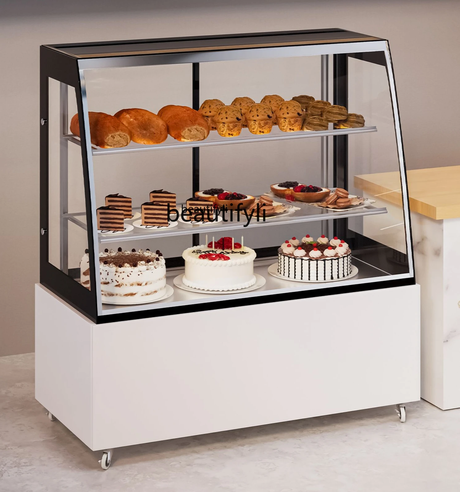 Refrigerated Display Cabinet Commercial Air-Cooled Dessert Freezer Desktop Fruit Fresh Cabinet