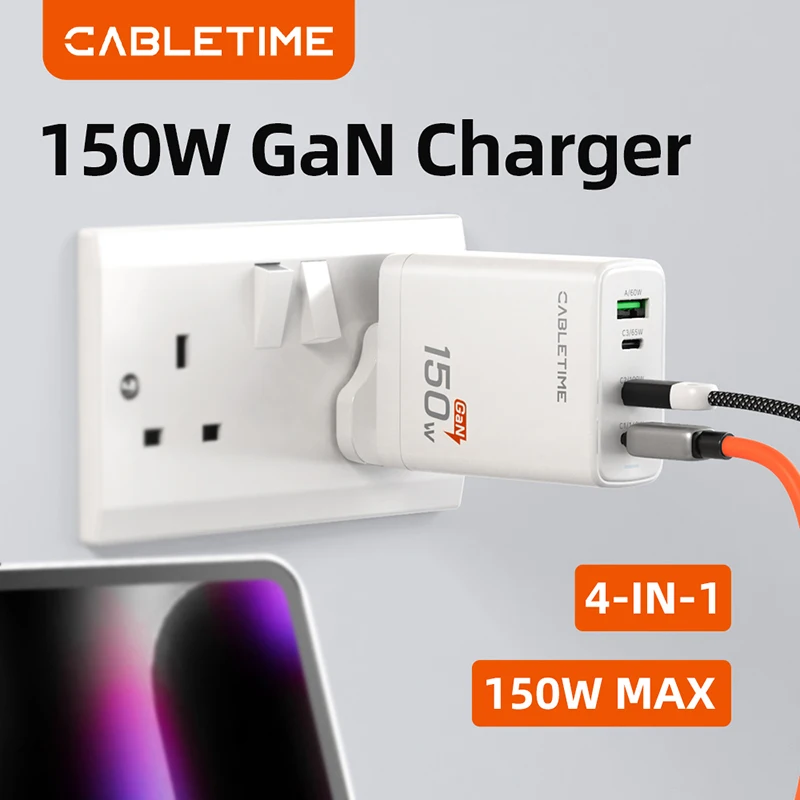 CABLETIME150W CABLETIME150W GaN Charger USB C Charger for MacBook Pro iPhone 17 16 15 iPad Laptop PD3.1 Fast Charging USB Type C Phone Charger - Aliexpress Deal