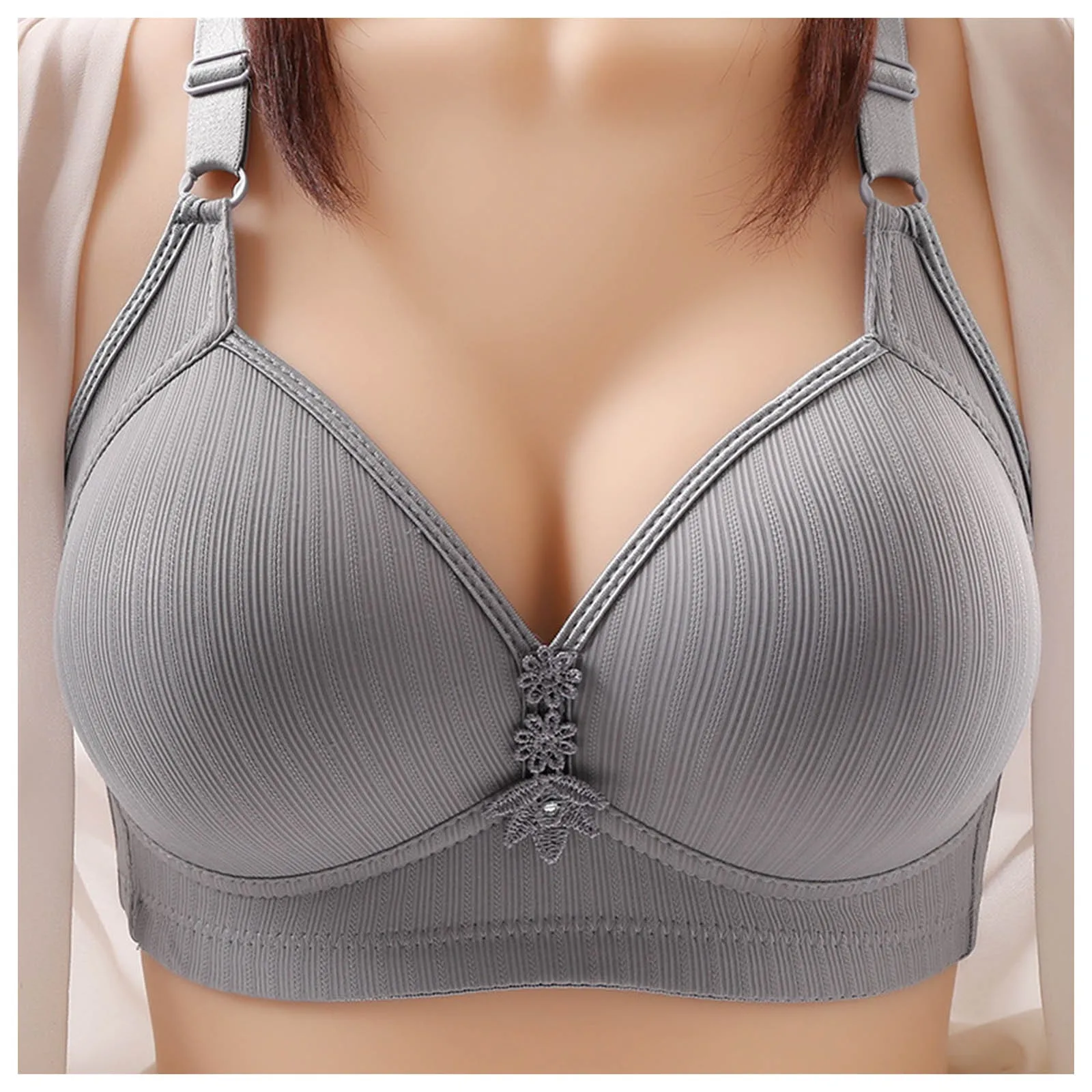 Women'S Solid Color Sexy Bra Deep V Push-Up Anti-Sag Lingerie Fashion Comfortable Seamless Female Underwear Sexy Bras