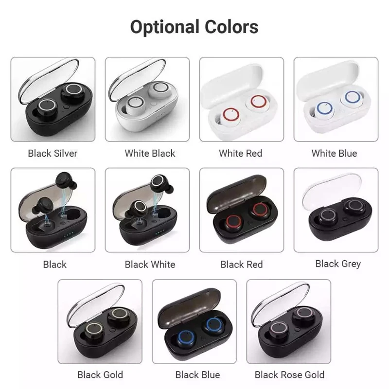 

Mini Portable Solid Color A2 Bluetooth Headset TWS2 Wireless Headset 5.0 Touch In-ear Y50 Headphones with Charging Bay