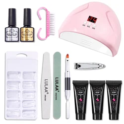 HALAIMAN Complete Gel Nail Kit Extension Gel Nail Art Set With Uv Led Lamp Fake Finger Quick Building Mold Nail Accessories Tool