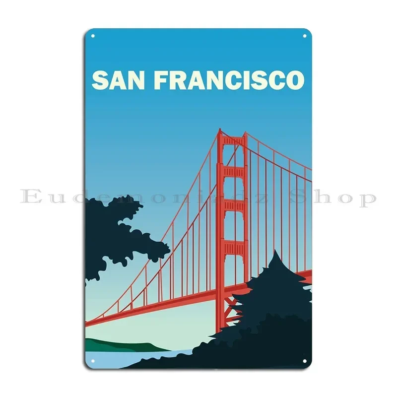 San Francisco Bridge Metal Plaque Classic Retro Character Design Cinema Tin Sign Poster