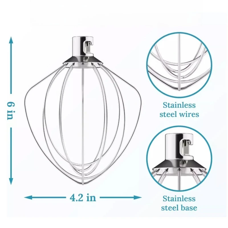 

Подходит для машины шеф-повара KitchenAid 4,5QT-5QT, сетчатые аксессуары для взбивания яиц из нержавеющей стали