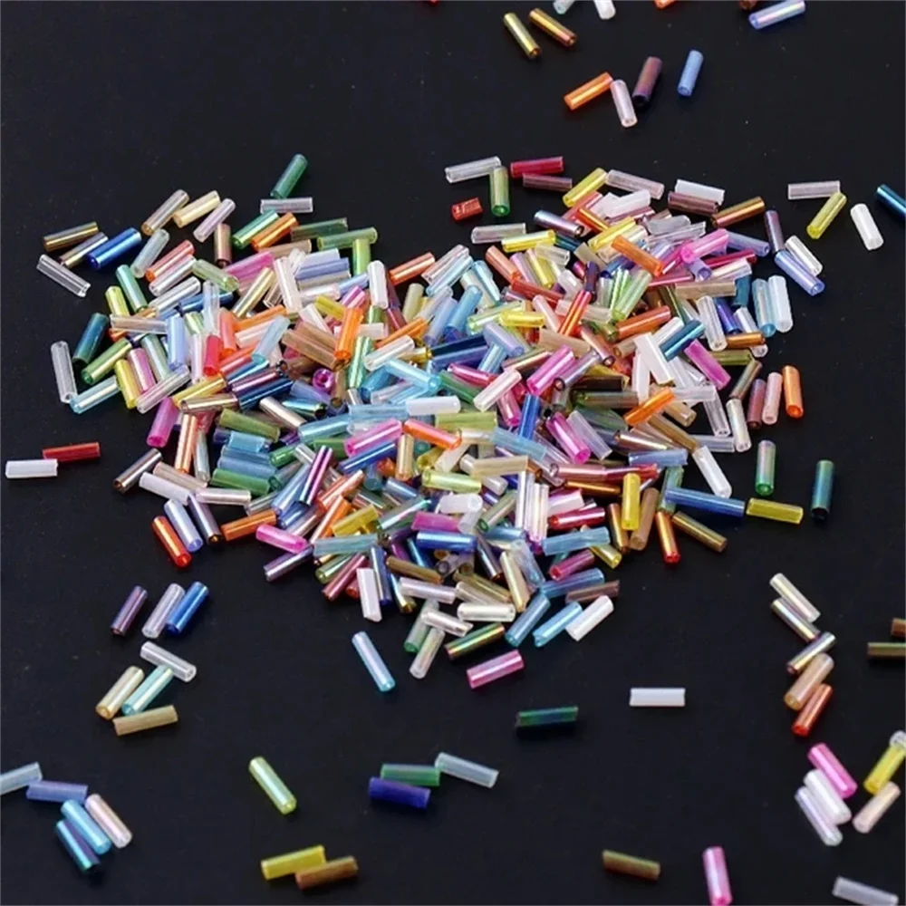 Grânulos de vidro coloridos para fazer jóias DIY, grânulos de sementes para mulheres, acessórios de vestuário, Seedbeads, 11 0 Tube, 2x6mm, 300pcs