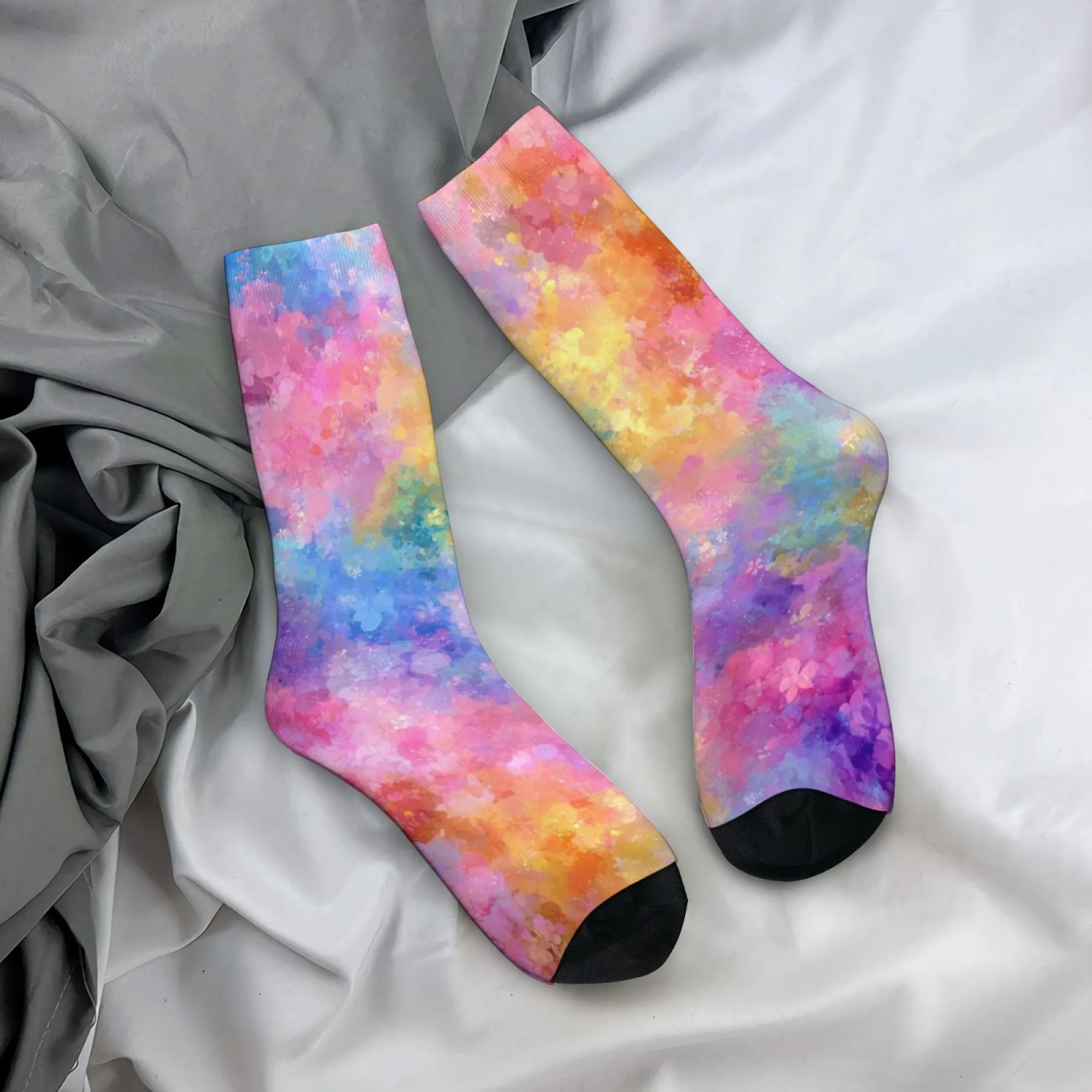 Gradient Watercolor Splatter Socks Novelty Funny Happy Sailor Socks Casual Fashion Men's Socks Outdoor Cycling Sports Socks