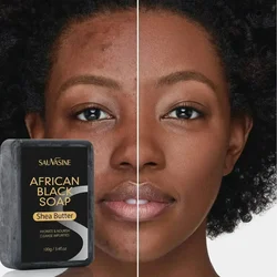 Sabão de Limpeza Profunda Africano, Sabão Preto, Esfoliante, Hidratante, Prona Acne, Tratamento de Pele, Nutritivo, Artesanal, Orgânico