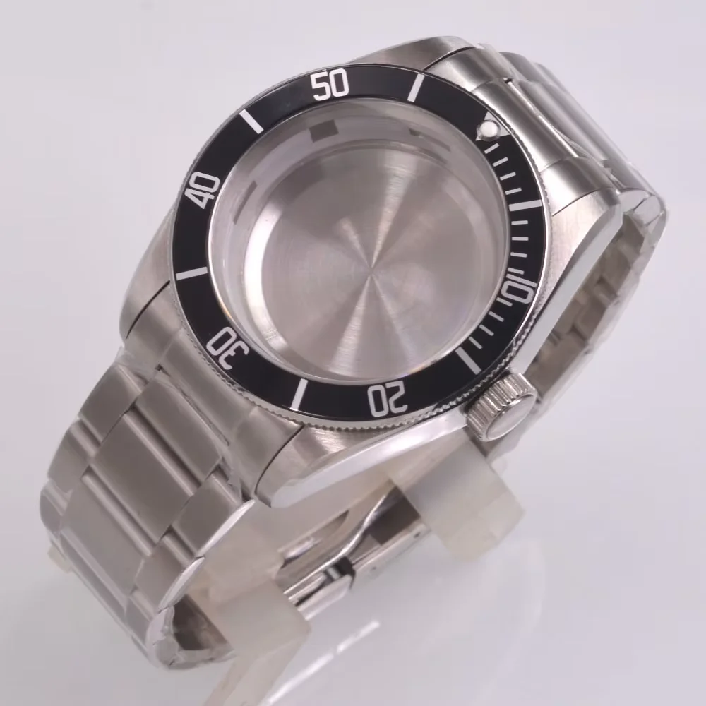 41mm Silver Watch case sapphire glass steel bracelet Fit NH34 NH35 NH36 Pt5000 ETA 2824 2836 Miyota 8205 8215 DG2813 Movement