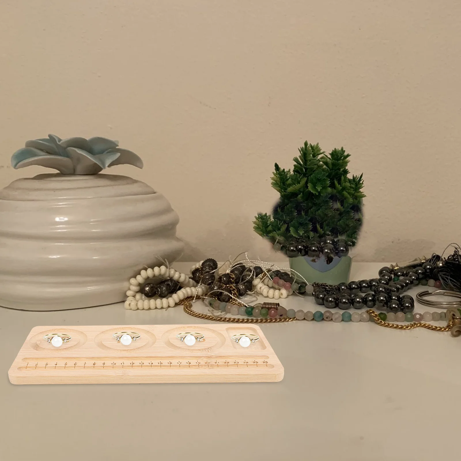 

Бамбуковый поднос для бисера для изготовления ювелирных изделий, дизайнерская доска для браслета «сделай сам», с измерительной шкалой, органайзер для бисероплетения, коврик, набор инструментов