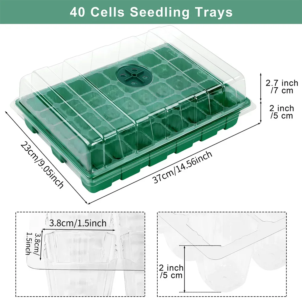 With Transparent Cover Greenhouse And 3 Pcs Seed Tray 40 Holes Cell Propagator For Thickening Seedling Start Growth Tray Plant