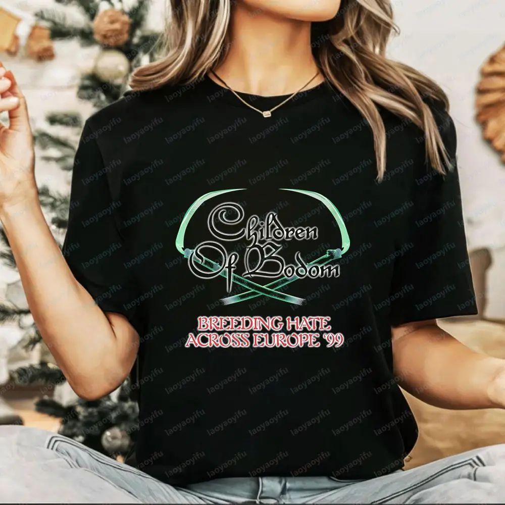Children Of Bodom band's hip-hop printed shirt featuring a trendy and versatile design suitable for both men and women