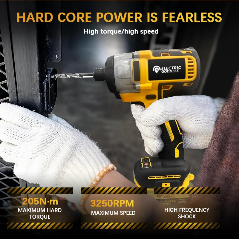 Electric Goddess High-Efficiency Brushless Motor Compact Cordless Wrenches Electric Drill For 20V Dewalt Battery Power Tools