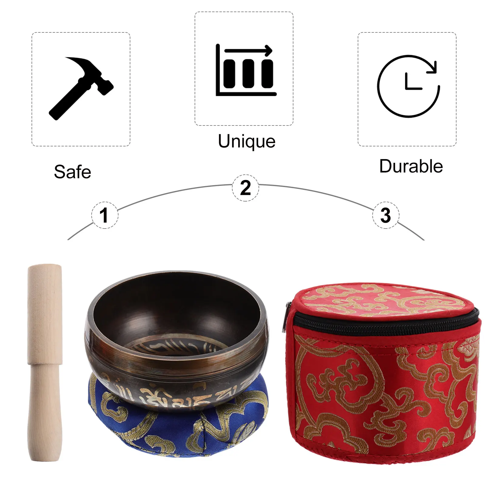 

Buddha Sound Bowl Set Tibetan Singing Handmade Yoga Gifts Home Meditation House Music Decor