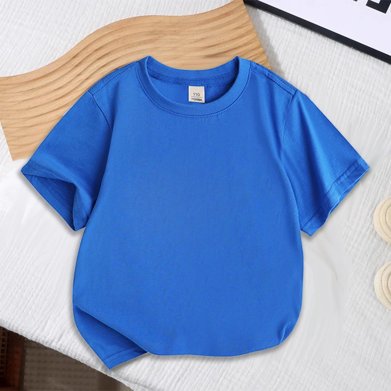 

Детская футболка с героями мультфильмов, хлопковая одежда с короткими рукавами и принтом номер 1-10 для мальчиков, летние синие детские топы с круглым вырезом на день рождения