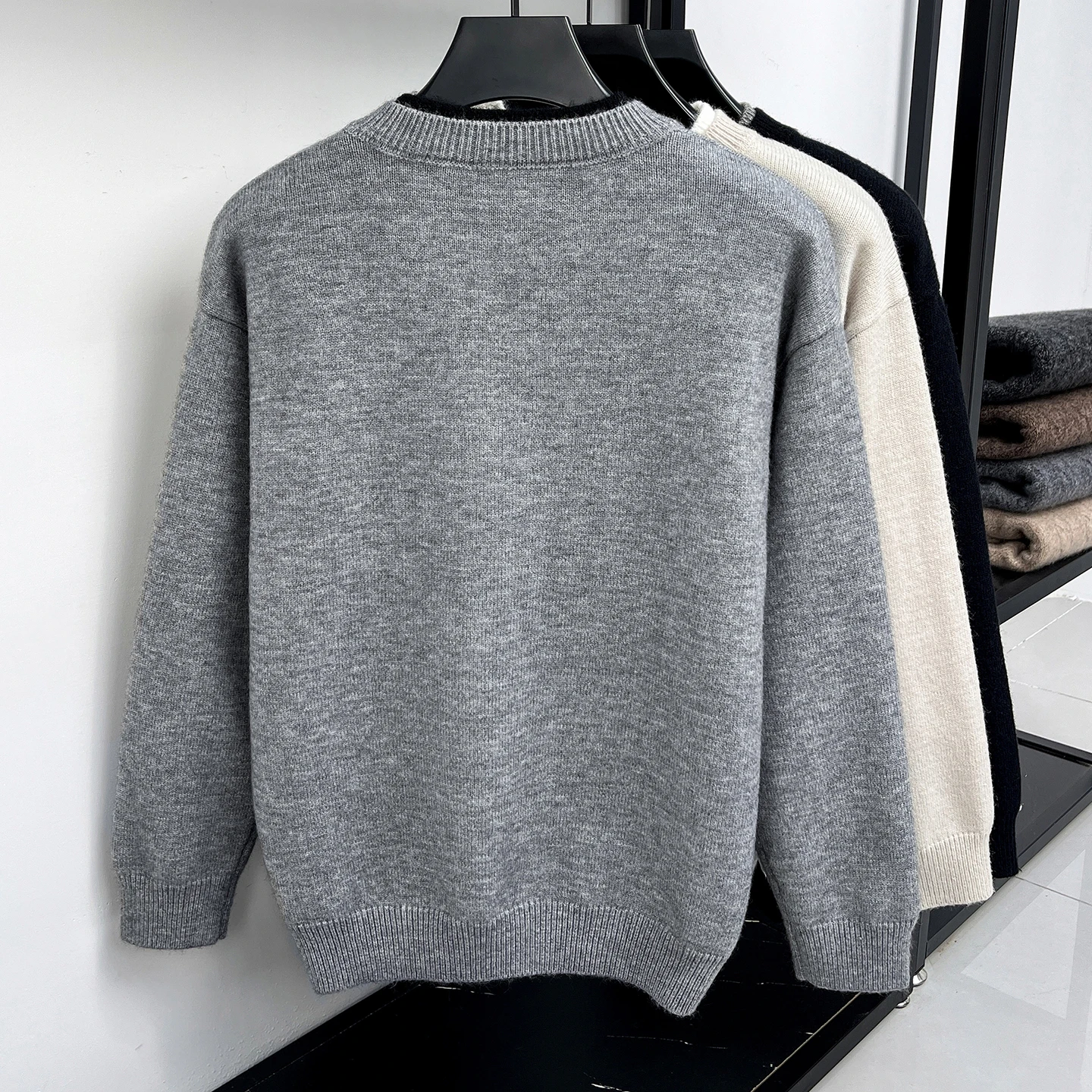 Luxus Männer Stricken Neue Pullover gefälscht Zwei Stück Mode Marke Splice Rund Kragen Freizeit Cartoon Tier Stickerei Oberteile – Detail 5