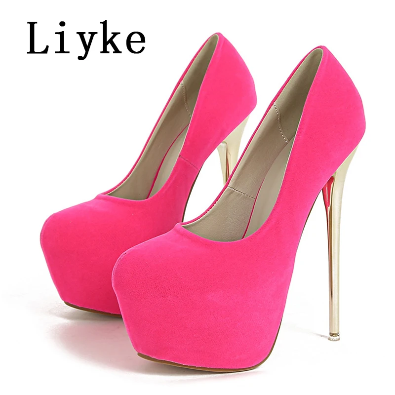 Liyke 2024 Spring Autumn Fashion Platform Pumps Sexy Round Toe Thin High Heels Women's  Wedding Party Nightclub Dress Shoes