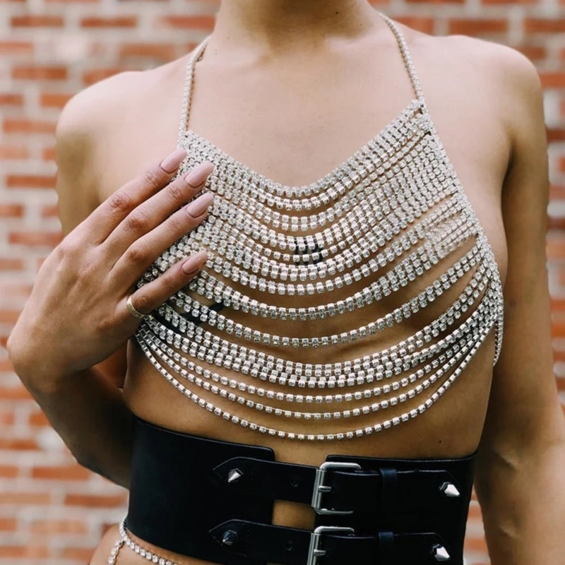 Body Halter-Backless Chain-Bra Beach Body Jewelry Adjustable-Chest Chain Women