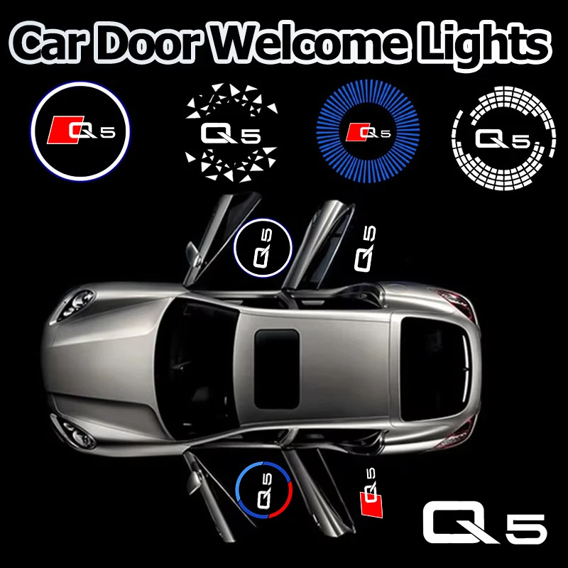 2PCS LED Car Door Courtesy Logo Welcome Ghost Shadow Projector Lamps Styling Accessories For Audi Q5 Auto Decor Accessories