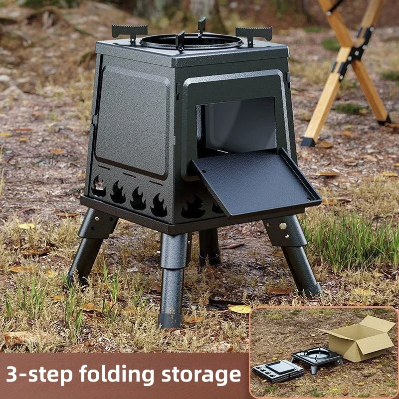 1-2 People Outdoor Camping Carbon Burner Wood Stove Outdoor Portable Stove Camping Cookware Picnic Stove Folding Stove