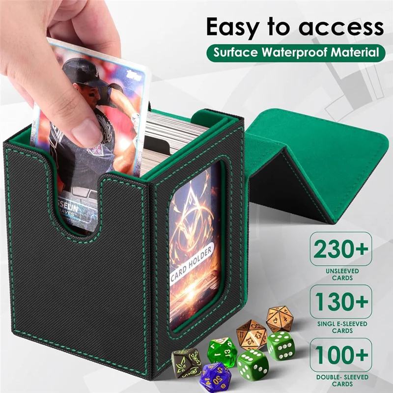 AS96-Kotak Kartu Pajangan, Kotak Kartu Cocok untuk 100 Kartu Lengan Ganda, Kotak Kartu Penyimpanan Portabel Kapasitas Besar