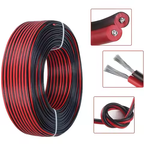 12V Red Black Hookup Wire 2 Pin Automotive Flat Cable LED Extension Wires For Doorbell LED Ribbon Lamp Tape Lighting Speakers